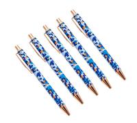5 penne a sfera retrattili con stampa leopardata, con clip, ricaricabili, ideali come regalo aziendale per donne
