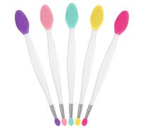 5 pennelli esfolianti per labbra a doppia estremità, in morbido silicone, 2 in 1, strumento per lo scrub delle labbra, applicatore per maschera per labbra più fluide e piene