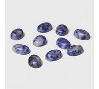 5 perline di pietra naturale ametiste agate, senza foro, ovali, piatte e lisce, per fai da te, anelli, orecchini, bracciali, collane, 25. Punto blu, 8 x 10 mm