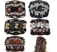 5 pettini magici elastici regolabili per capelli per donne e ragazze, forcine per capelli senza pieghe, accessori per capelli vintage, accessori per capelli ricci spessi e ondulati, coda di cavallo