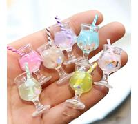 5 pezzi/10 pezzi/20 pezzi Bicchieri con cannucce che brillano al buio, tazze con immagini di frutta finte, accessori per artigianato come orecchini, portachiavi, decorazioni - regali piccoli per feste