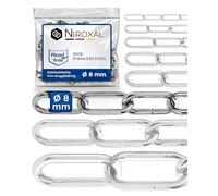 5 pezzi 100-cm = 1-metri 8-mm di spessore catena in acciaio inox V4A a maglia lungo da NietFullThings in un unico pezzo catena di ancoraggio DIN 5685 DIN 763 1-m