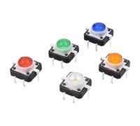 5 pezzi 12 * mm illuminato tattile micro interruttore pulsante reset momentaneo rosso giallo blu bianco 12VDC luce LED(5pcs Each Color 1 Pc)