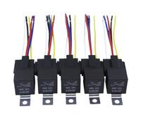 5 pezzi 12V 24V 40A relè automobilistico impermeabile 4 pin 5 pin relè for auto con terminale in rame rosso nero relè automatico con presa relè(12V 5PIN)