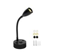 5 Pezzi 12V-24V LED RV Luce Di Lettura Con USB Tipo-C Ricarica Rapida Flessibile A Collo Cigno Corto E Interruttore Touch(4000K,Black)