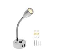5 Pezzi 12V-24V LED RV Luce Di Lettura Con USB Tipo-C Ricarica Rapida Flessibile A Collo Cigno Corto E Interruttore Touch(4000K,Silver)