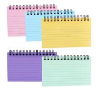 5 Pezzi 15 x 10 cm Schede Educative con copertura trasparente, 5 colori Blocco Note a spirale,Biglietti Indice Multicolore,Quaderno a spirale strappabile,per scuola, promemoria