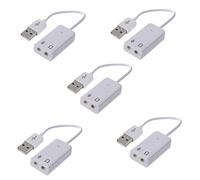 5 Pezzi 3.5mm Microfono Cuffie Presa USB 2.0 Scheda Audio Altoparlante Adattatore Bianco