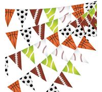 5 pezzi 36 Ft Striscioni sportive Decorazioni per feste sportive e party Striscioni a forma di pennant da football Bandiere a tema sportivo a forma di triangolo da basket Ghirlande