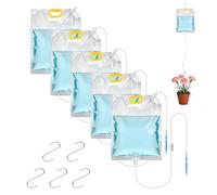 5 Pezzi 5L Sacchetti per Irrigazione a Goccia, Irrigazione Automatica per Piante, Con 5 Ganci e 5 Valvole di Flusso Regolabili, Sacchetti Irrigatori a Goccia per Piante Vacanza Esterno Giardino