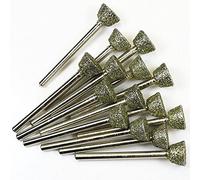 5 pezzi 60 grana diamantata rettifica frese rettifica trapezoidale invertito pietra giada incisione intaglio pelato utensile rotante ago grosso, scala 10 mm, gambo 3 mm