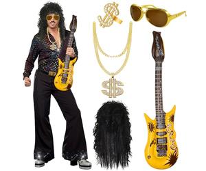 5 pezzi Accessori per Costume da Hippie, accessori rapper anni '80, set accessori rapper costume hip hop, Anni '50 '60 '70 Travestimento per Festa a Tema Hippy e Cosplay