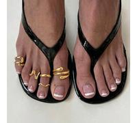 5 pezzi Anelli per dita dei piedi con design a linea asimmetrica e onda, metallici e lucidi, stile vacanza al mare, anelli aperti impilabili Lega di zinco