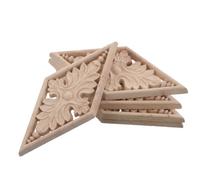 5 Pezzi Applique in Legno Intagliato a Rombo per Armadio e Cornici | Finitura Beige, Legno Dettagli Floreali, Installazione Semplice, Adatto a Casa e Ufficio