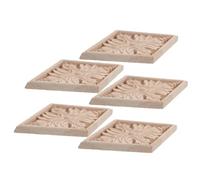 5 Pezzi Applique in Legno Intagliato Fiore Romboidale, per Mobili | Legno Massello Beige, Venatura Naturale Non Verniciata, per Restauri Vintage su Testiere, Armadi e Pareti