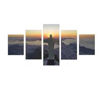 5 Pezzi Arte Murale Cristo Redentore Rio De Janeiro Brasile Quadro pittura moderna allungato incorniciato opere d'arte da parete per il bagno casa ufficio decorazione (30x40cmx2 30x60cmx2 30x80cmx1)