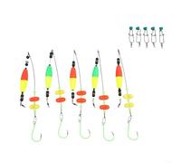 5 pezzi artificiali rig con sonaglio galleggianti, 6/0-10/0 ganci a cerchio forti, schiuma EVA luminosa per pesca in banca e grande gioco (10/0 #)