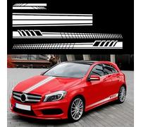 5 Pezzi Auto Adesivi, Strisce Sportive Carrozzeria Porta Auto in Vinile, Retrovisore Sinistra e Destra, Adesivi Decorativi Coperchio Anteriore, Automobile/Camion/SUV Universale(Bianco)