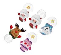 5 Pezzi Barattolo di Caramelle Natalizio Cartone, Plastica | Espositore da Tavolo Trasparente, per Piccoli Regali e Snack, Forma Tonda e Cuore, Festa Stile Casuale