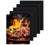 5 Pezzi BBQ Griglia Tappetini 50x40 cm, Tappetini per Barbecue, Griglia Antiaderente Resistente al Calore (260°C), Stuoie BBQ Riutilizzabili, Facili da Pulire, per Griglia a Gas, Carbone, Senza PFOA