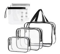 5 Pezzi Beauty Case Trasparente, Impermeabile Clear Toiletry Bag | Borsa da Toilette Spessa, Chiusura Lampo in PVC, Contenitore da Spiaggia, Beauty Trasparente da Viaggio Aereo
