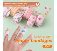5 Pezzi Benda elastica adesiva, Bende adesive per dita colorate a cartoni animati/tinta unita per studenti - Nastro antiusura per mani per scrivere/per fissare dita e piedi, Nastro sportivo nude, Cope