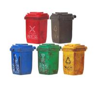 5 Pezzi Bidone della Spazzatura in Miniatura 1: 87 in Plastica | Coperchio, Effetto Vissuto e Stile Vintage, per Modelli Urbanistici e Dimostrazioni Educative
