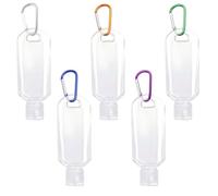 5 Pezzi Bottiglie da Viaggio Set, Flaconi da Viaggio Trasparenti Ricaricabili con 5 Ganci, Bottiglie Portatili da 50ml con Tappo a Scatto per Disinfettante per Mani, Shampoo, Lozione Cosmetica