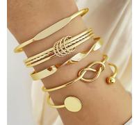 5 Pezzi Bracciale da Donna, Set di Bracciale Oro Donna, Bracciale Glitterato da Donna Regolabile, Bracciale a Catena Impilabile, Regalo di Gioielli per Donne e Ragazze