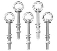 5 Pezzi Bulloni Occhiello Lungo M8 × 140 mm, Golfare in Acciaio Inox, Rimovibile Golfari, con Rondelle e Dadi Esagonali, per Industriale e Domestico zur Fissaggio e Sospensione (Argento)