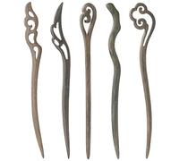 5 Pezzi Capelli Bastoni di Legno, Giapponese Capelli Bacchette per Chignon, Bacchette per Capelli, Bacchette di Legno per Capelli, Donne Capelli Lunghi Chignon, Sandalo Verde Forcina per Capelli(B)