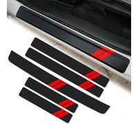 5 Pezzi Carbonio Battitacco Auto per Fiat Panda 2003-2025, Adesivi Pedale del Davanzale AntiGraffio Striscia di Protezione Battitacco Portiera,D/Red