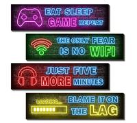 5 pezzi - Cartelli in legno sospesi per la decorazione della stanza dei ragazzi appassionati di videogiochi, con citazioni ispiratrici, adatti per la decorazione della stanza di un gamer, cartellone d