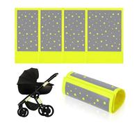 5 pezzi catarifrangenti per passeggino, passeggino con riflettore universale, con chiusura, per passeggini, biciclette, rimorchi e altro ancora, motivo meteore, giallo fluo