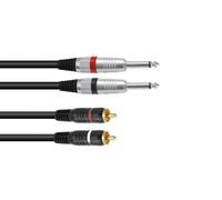 5 pezzi - Cavo Adattatore Audio OMNITRONIC 2x Jack 6,3mm a 2x RCA 1,5m Nero