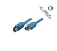 5 PEZZI Cavo USB 3.0 tipo A B M M 3m 3 m mt blu Presa Connettore Spina Maschio