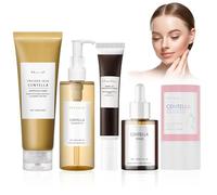 5 Pezzi Centella Skincare Kit, Centella Cleansing Oil + Detergente Viso + Siero + Centella Stick Mask + Crema Contorno Occhi, Madagascar Centella Skincare, Adatto Alle Pelli Sensibili