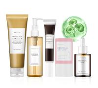 5 Pezzi Centella Skincare Kit, Centella Cleansing Oil+Detergente Viso+Siero Viso+Centella Stick Mask+Crema Occhi, Deterge, Nutre e Idrata la Pelle,Combatte Efficacemente Rughe e Borse Sotto Gli Occhi