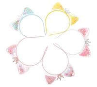 5 Pezzi Cerchietto Orecchie di Gatto in Pp, Effetto Glitter | Stile Adorabile e Brillante, per Feste di Compleanno e Foto, Confezione da Bambine Colore Casuale