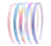 5 Pezzi Cerchietto per capelli con glitter graziose, antiscivolo, con coriandoli arcobaleno e denti in plastica Cerchietto Arcobaleno Ragazza Cerchietti Bambina