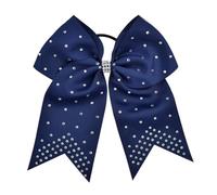 5 pezzi Cheerleading tinta unita grandi fiocchi con elastici for capelli for ragazze nastro fiocco fascia for elastico copricapo Per Cheerleader(DEEP BLUE)