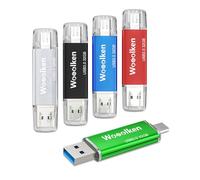 5 Pezzi Chiavette USB 3.0 32GB,WOOOLKEN OTG Type C 2 in 1 (Nero e Blu)