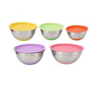 5 Pezzi Ciotole con Coperchi, Ciotole in Acciaio Inossidabile Set Ciotole per Cucina, Ciotola da Forno per Preparare, Cucinare e Servire Cibo