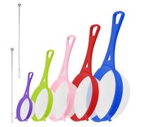 5 Pezzi Colino Cucina, Setaccio Farina, Setaccio da Cucina, Scolapasta per Alimenti Rete Fine, Con Asta di Agitazione, Diametro 6/8/12/15/17cm, per Pasta, Riso, Verdura e Farina