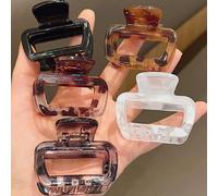 5 pezzi/confezione Fermagli per capelli in plastica da donna, 2 pollici, quadrati, in colori nero, bianco, grigio e sfumature leopardate, accessori per capelli alla moda, adatti per la vita quotidiana