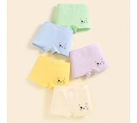 5 pezzi/confezione Mutandine con stampa di facce di gatti carini e colori macaron per ragazze giovani, adatte per tutte le stagioni 6Y,7Y,4Y,5YGraficoTessuto