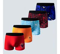 5 pezzi/confezione Slip da uomo con stampa grafica di ragno, comodi, morbidi, traspiranti e in colori assortiti 6Y,7Y,4Y,5YGeometrico,GraficoTessuto