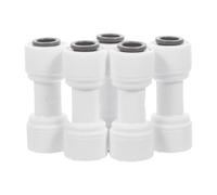 5 Pezzi Connettore Dritto a Innesto Rapido 1/4 Polipropilene per Acqua | Montaggio senza Attrezzi, Giunzione Lineare Compatta, Bianco, per Dispenser e Filtri Domestici, Uso Alimentare