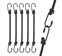 5 Pezzi Corde Elastiche con Gancio, Corda Elastica con Doppio Gancio 30 cm, Cordini Elastici con Ganci Multiuso per Valigie, Ganci Cinghia Elastica per Tendalini, Teloni, Campeggio, Bagagli (Nere)