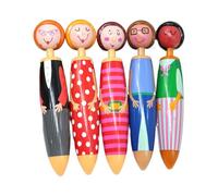 5 pezzi Creative Dolls Retractable Ballpoint Penna Smooth Writing Penna Blue Inks Press School Office Supplies per studenti